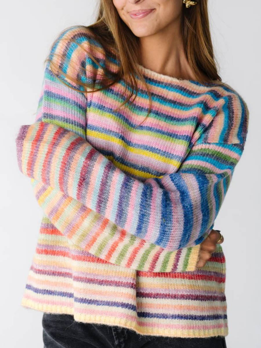 Dream On Striped Pullover Sweater