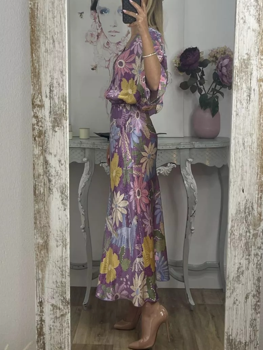 Chic Printed Silk Two-Piece Dress