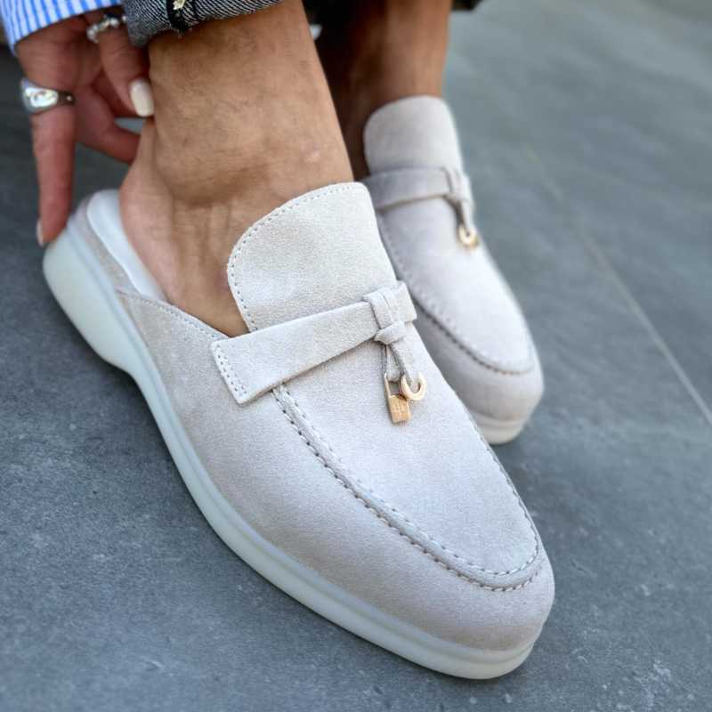 Suede Fringe Half Slippers