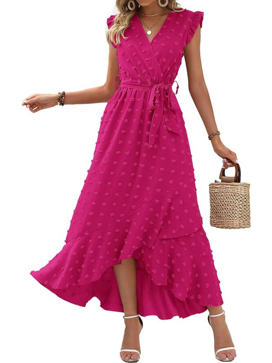 Swiss Dot Boho Flowy Ruffle Dress
