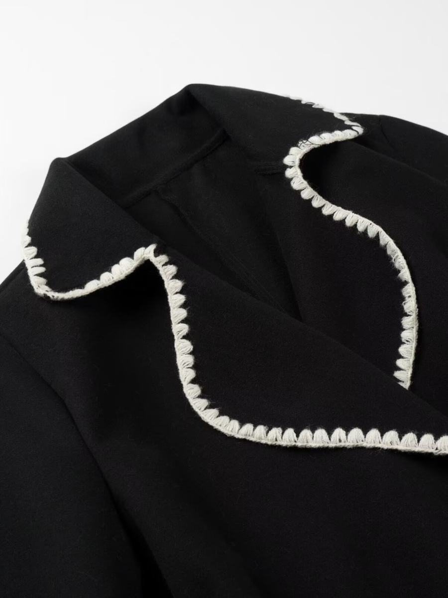 Chic Embroidered Colorblock Coat