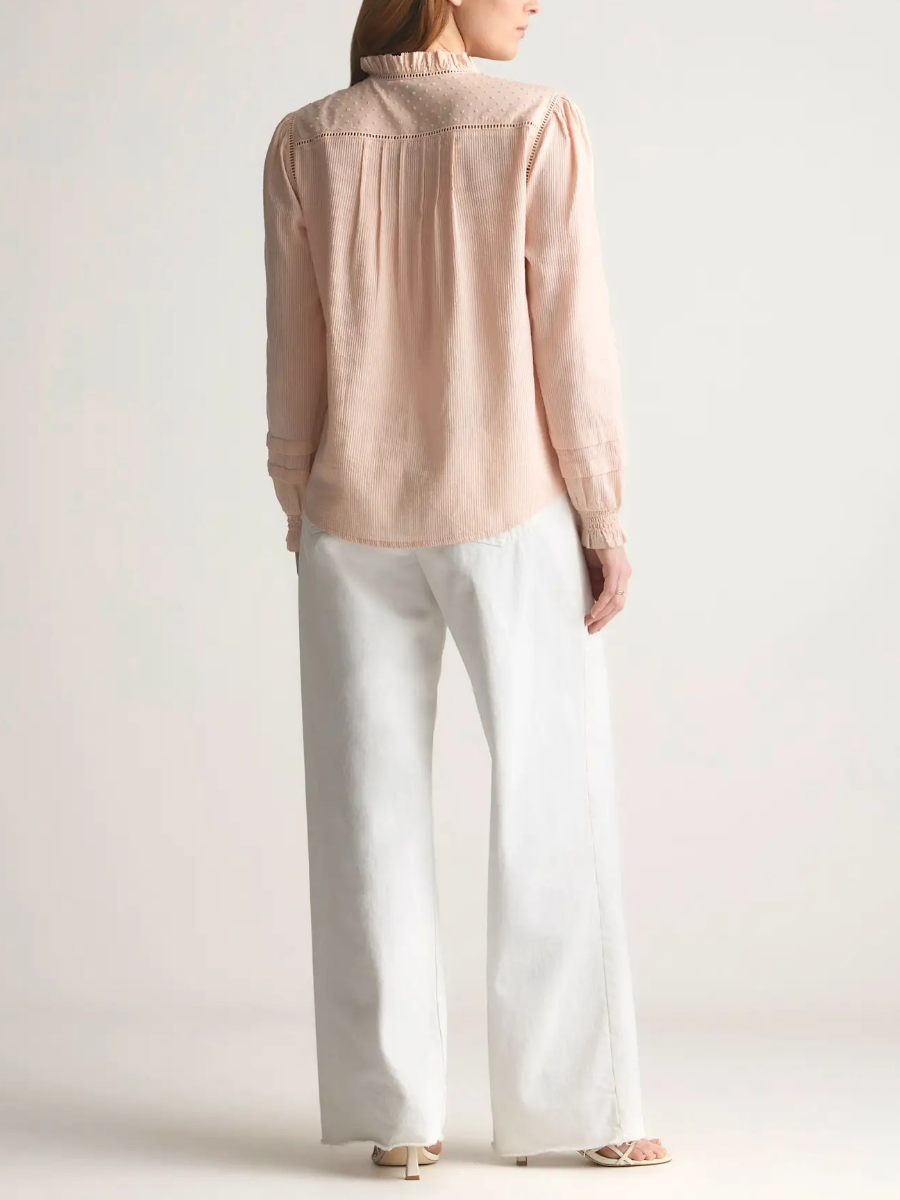 Organic Textured Cotton Peasant Blouse