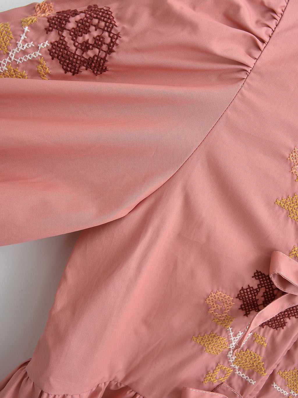 Embroidered Lace-Up Shirt