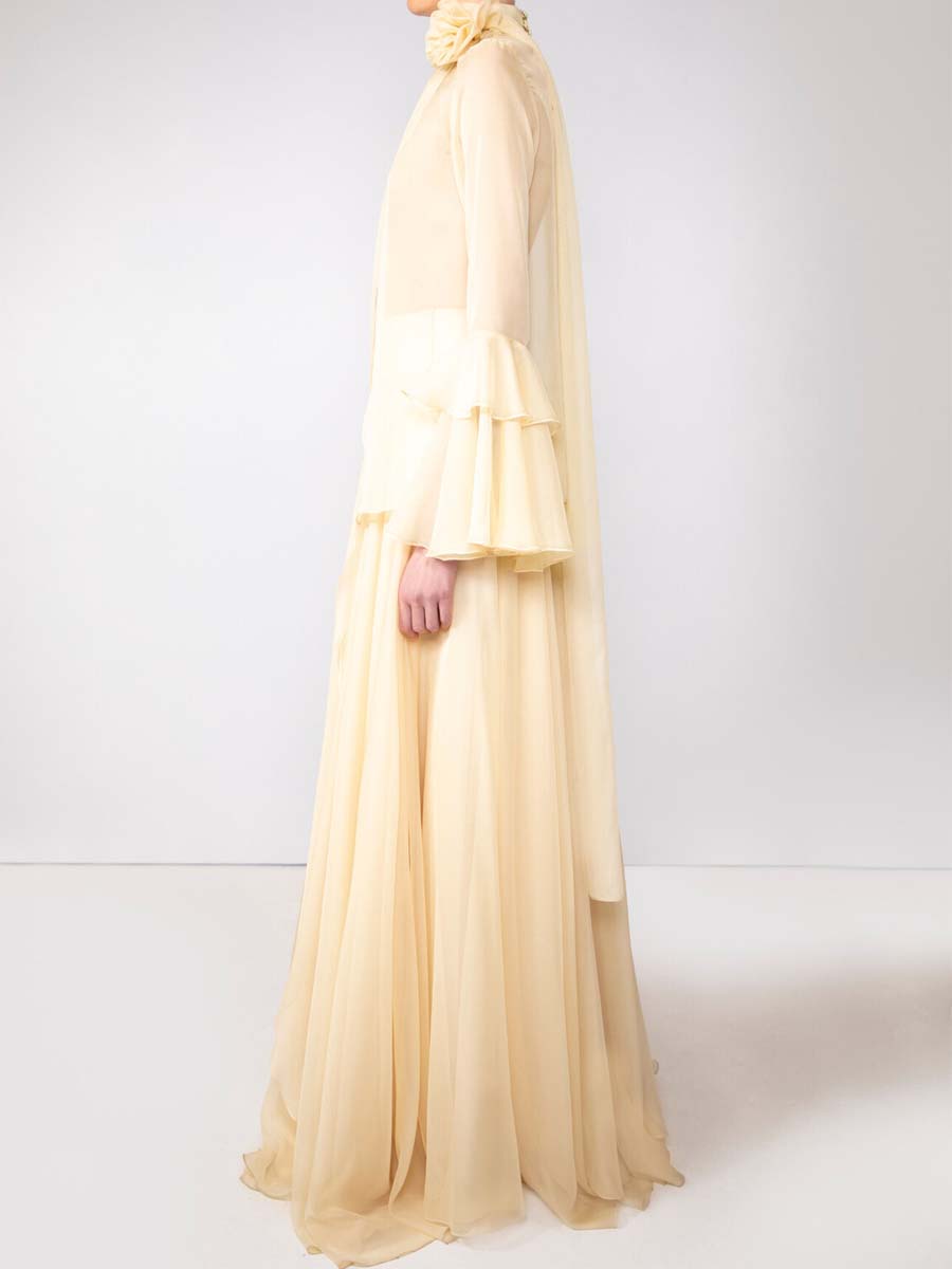 Chiffon Elegant Ruffled Hem Two Pieces Dress