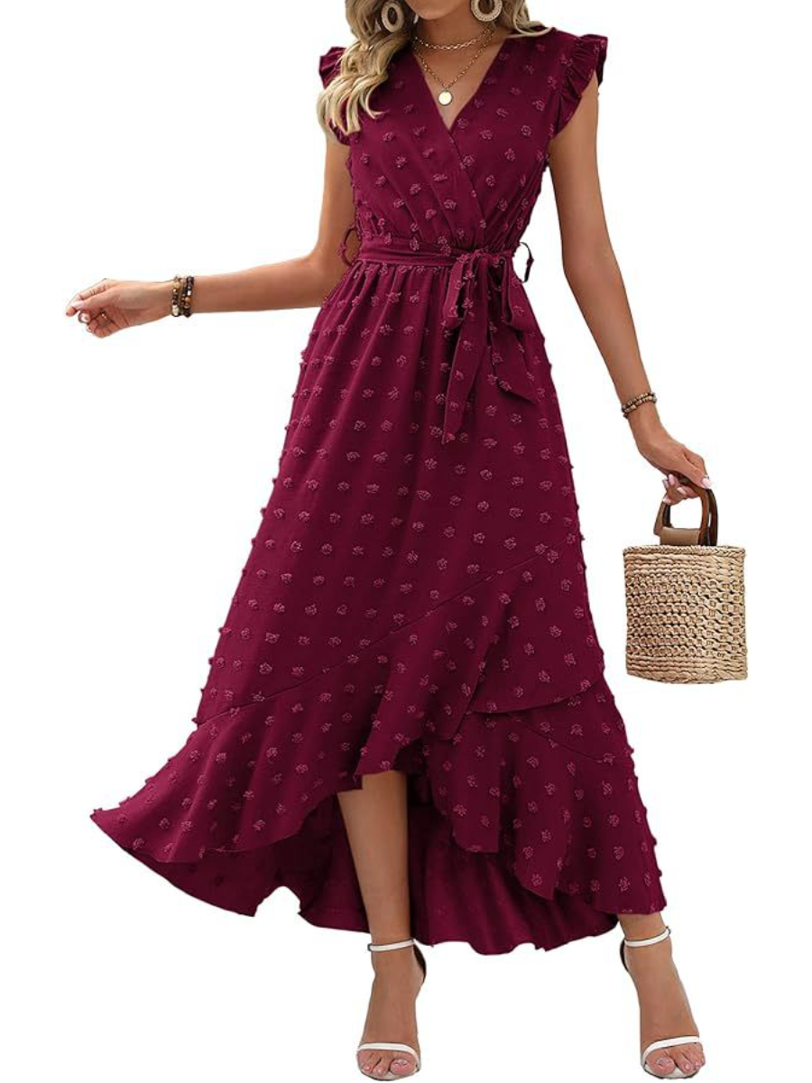 Swiss Dot Boho Flowy Ruffle Dress
