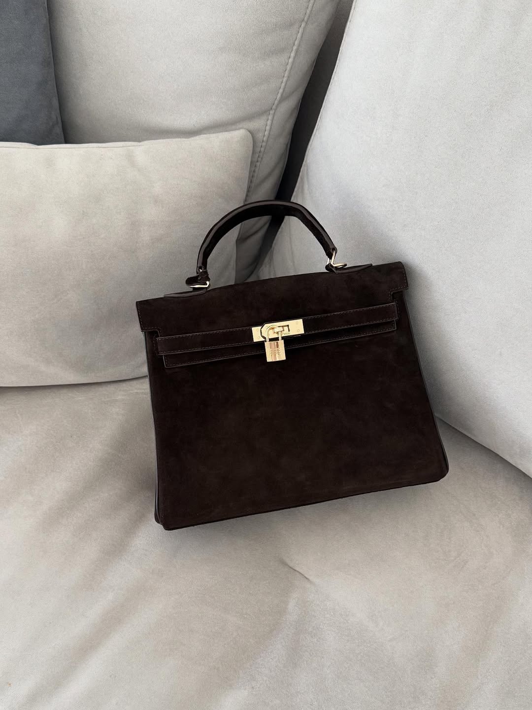 Bag Loria suede leather chocolate