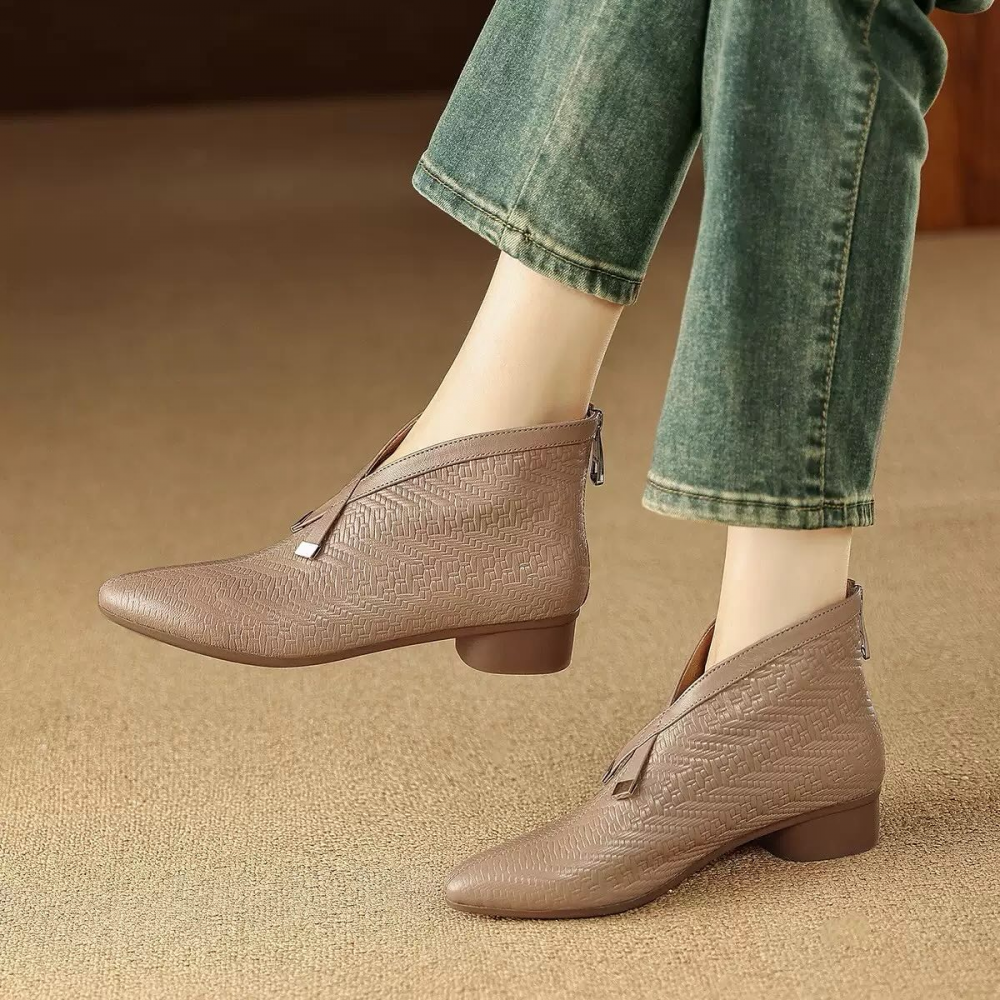 (⏰Last Day Promotion $7 OFF) Pointed Toe Chunky Heel Ankle Boots Fashion Boots