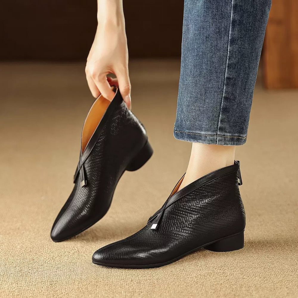 (⏰Last Day Promotion $7 OFF) Pointed Toe Chunky Heel Ankle Boots Fashion Boots