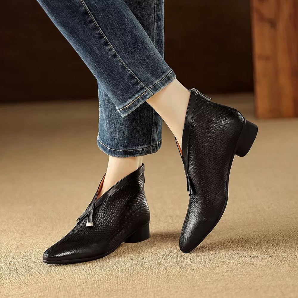 (⏰Last Day Promotion $7 OFF) Pointed Toe Chunky Heel Ankle Boots Fashion Boots