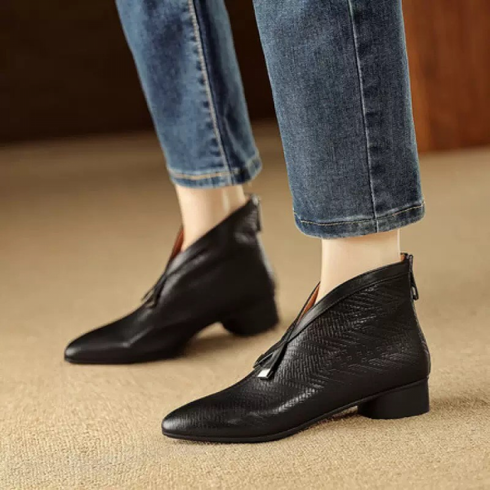 (⏰Last Day Promotion $7 OFF) Pointed Toe Chunky Heel Ankle Boots Fashion Boots