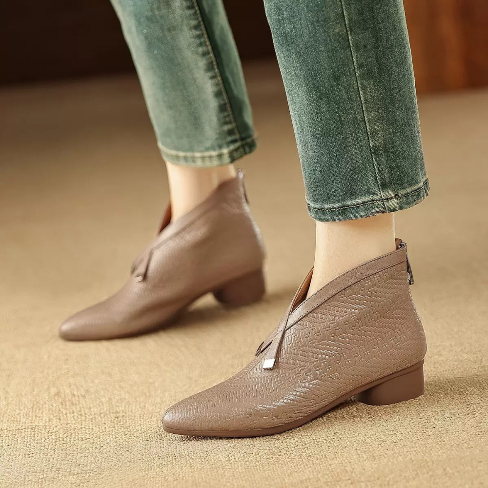 (⏰Last Day Promotion $7 OFF) Pointed Toe Chunky Heel Ankle Boots Fashion Boots