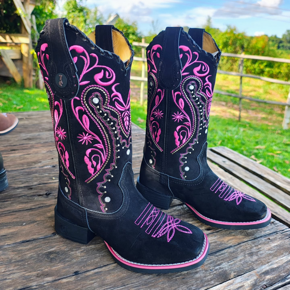Purple Embroidered Western Boots