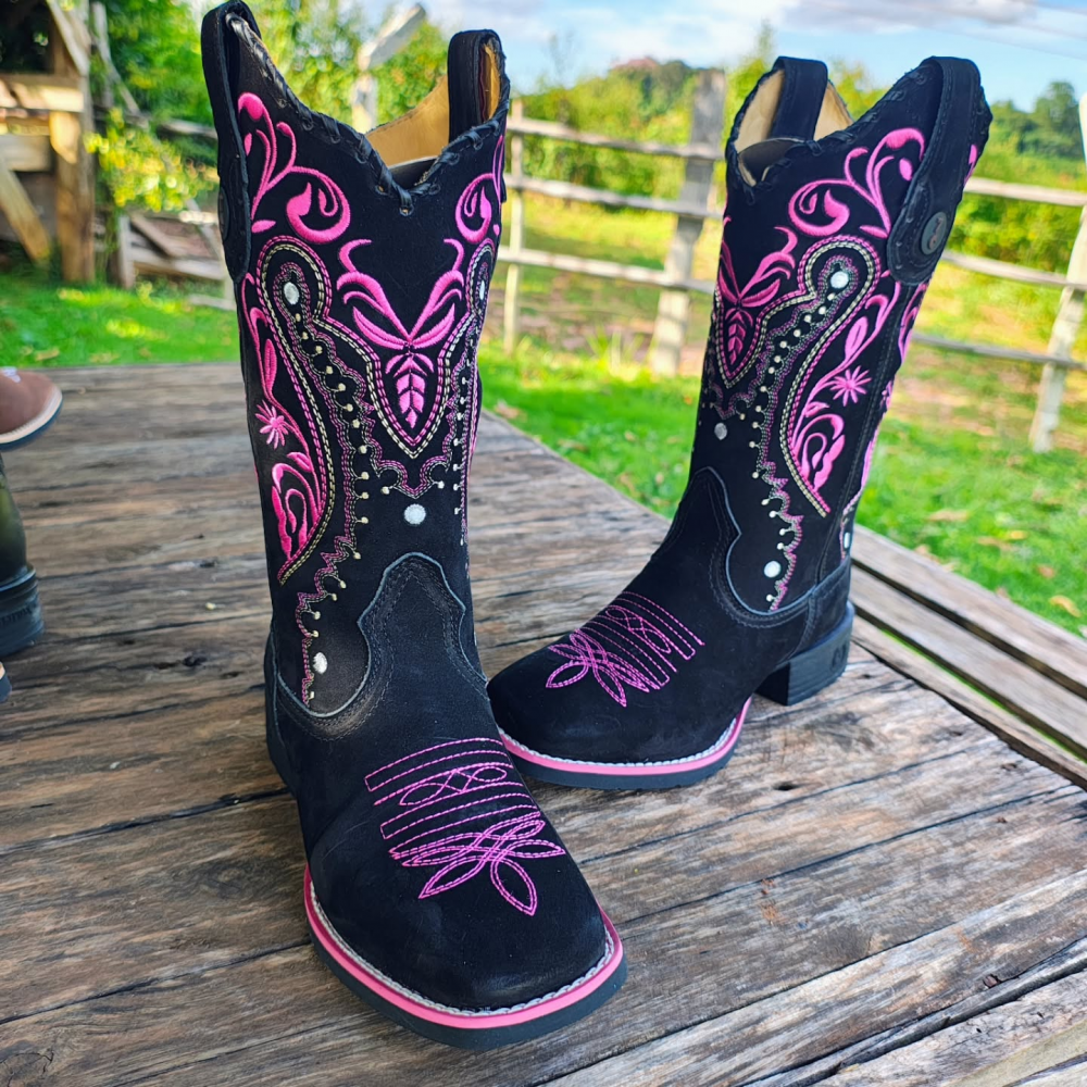 Purple Embroidered Western Boots