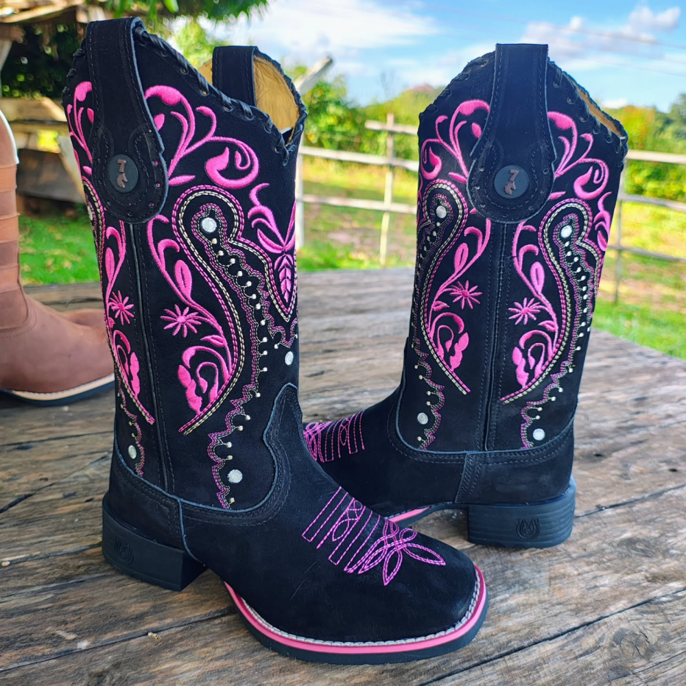 Purple Embroidered Western Boots