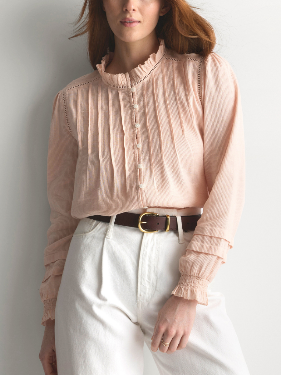 Organic Textured Cotton Peasant Blouse