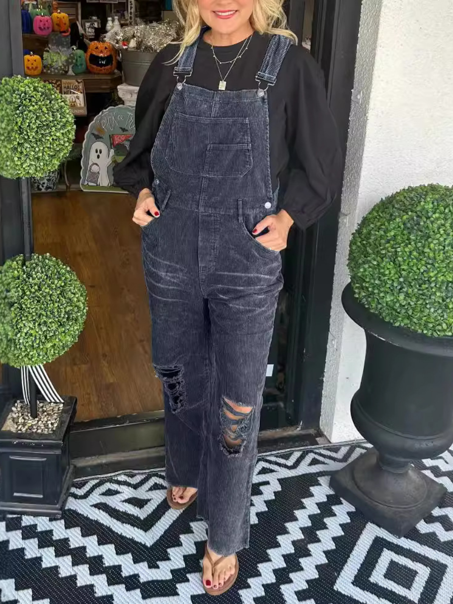 Corduroy Pocket Hole Jumpsuit