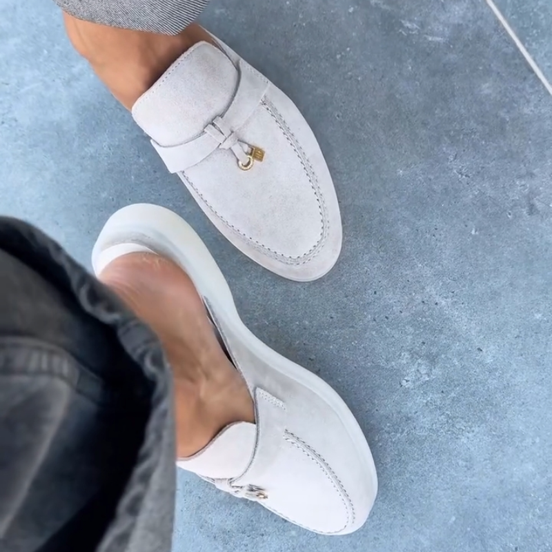 Suede Fringe Half Slippers