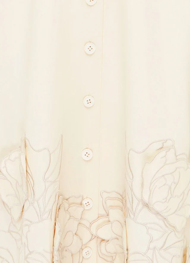 Cream Pink Shirt Midi Dress