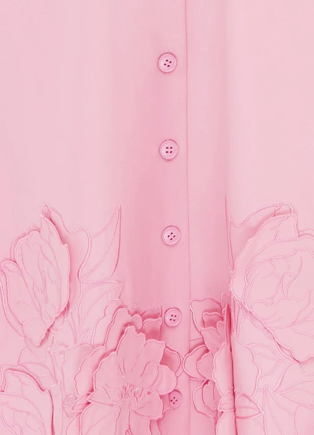 Cream Pink Shirt Midi Dress