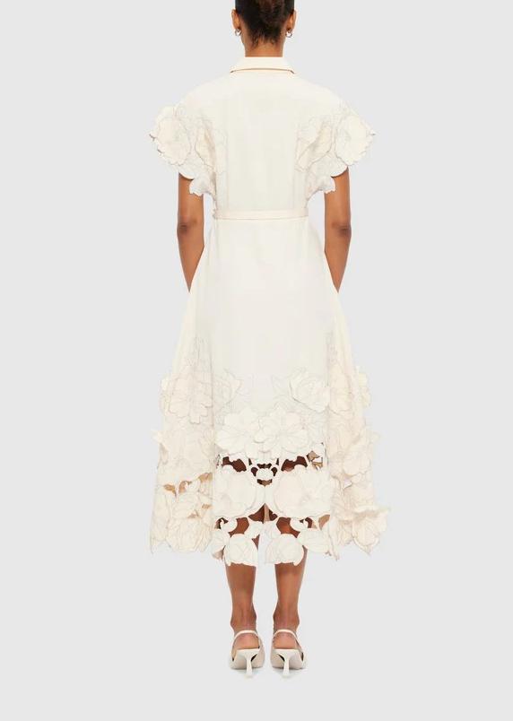 Cream Pink Shirt Midi Dress