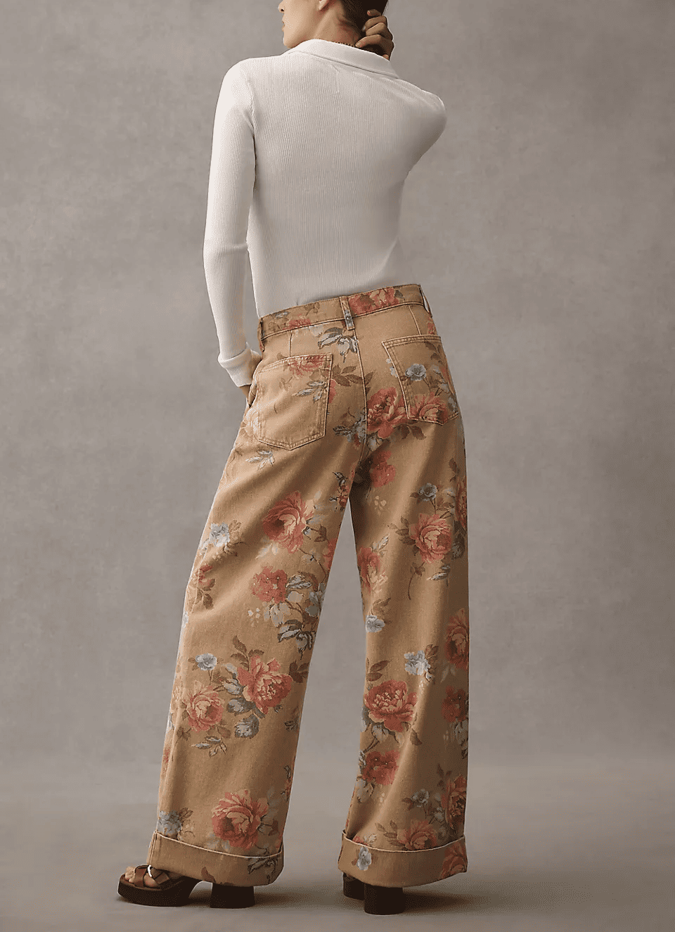 The  Double Hem High-Rise Wide-Leg Cuffed Jeans