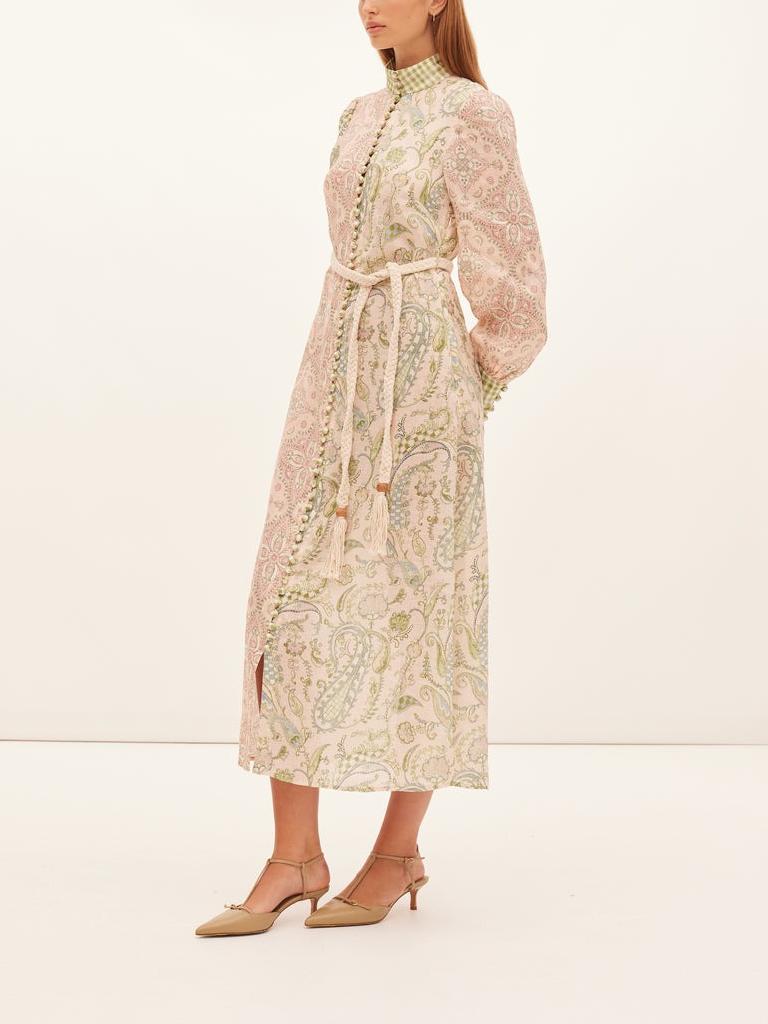 Spliced Print Design Midi Dress