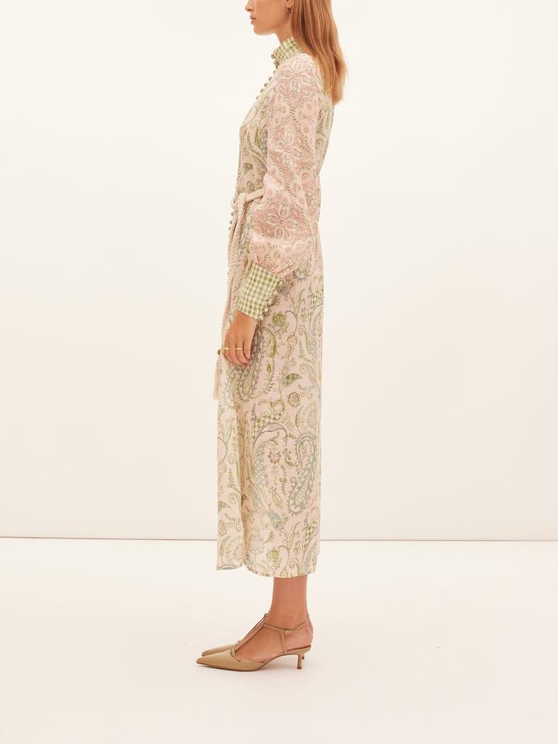 Spliced Print Design Midi Dress