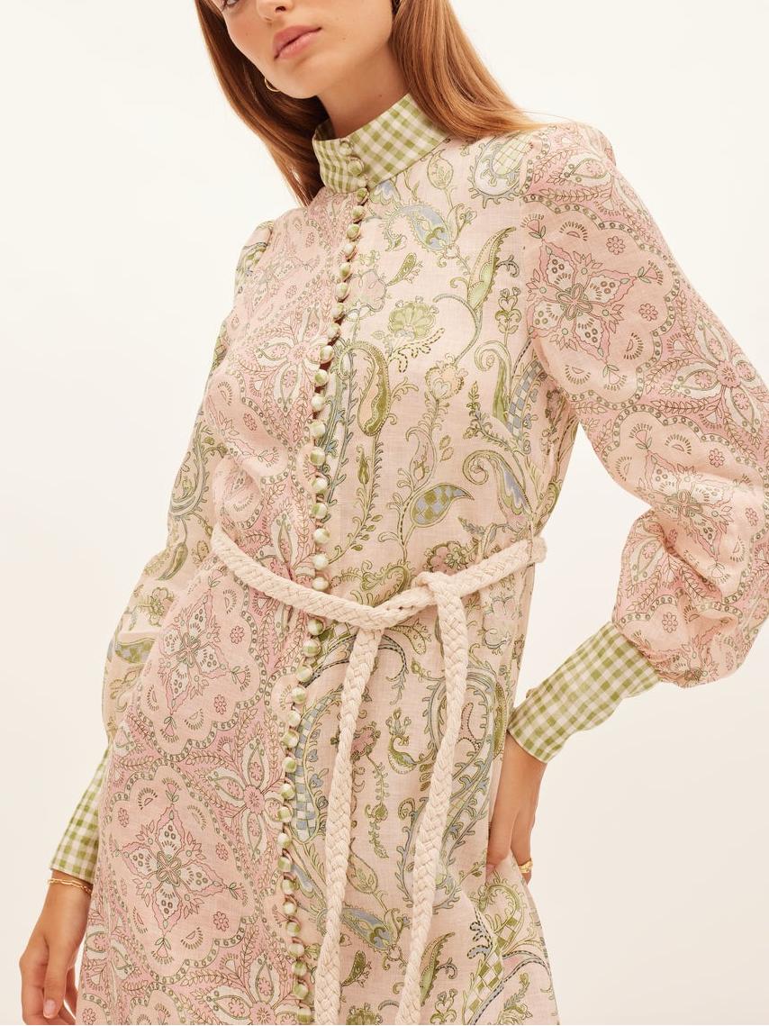 Spliced Print Design Midi Dress