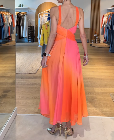 Orange Strap Sleeveless Skirt