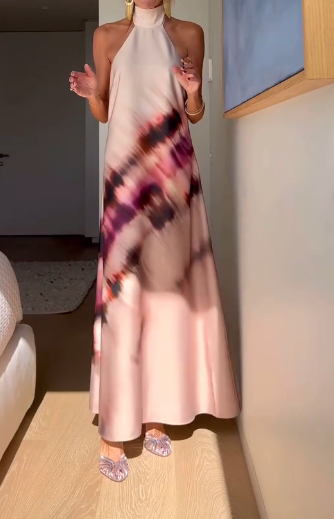 Women's Neck Sleeveless Elegant Long Dress