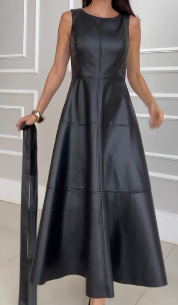 Women's New Black Leather Skirt