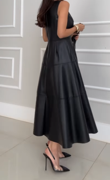 Women's New Black Leather Skirt