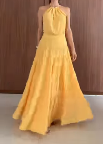 Women's Yellow Sleeveless Dress
