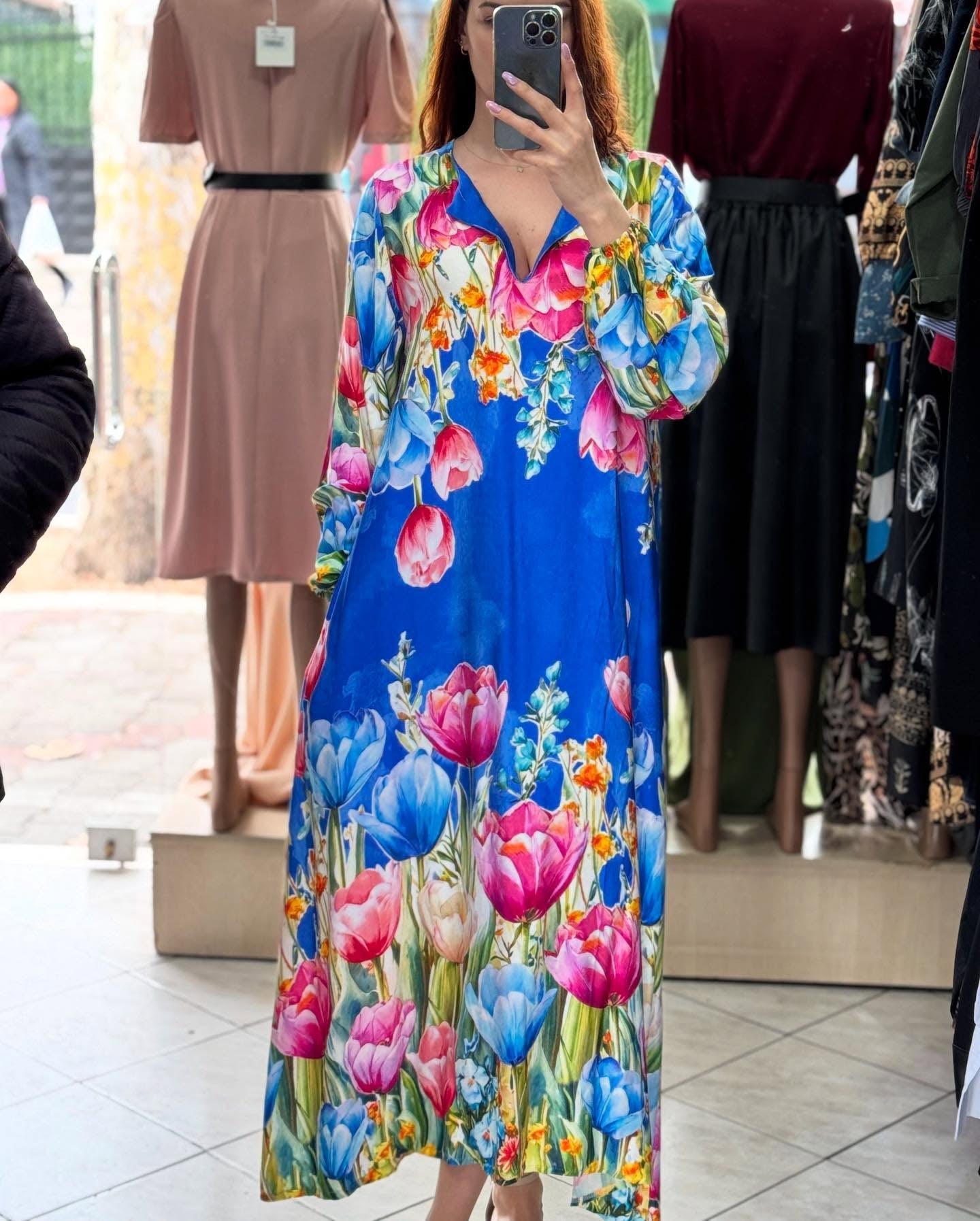 Women's V-neck Flower Dress