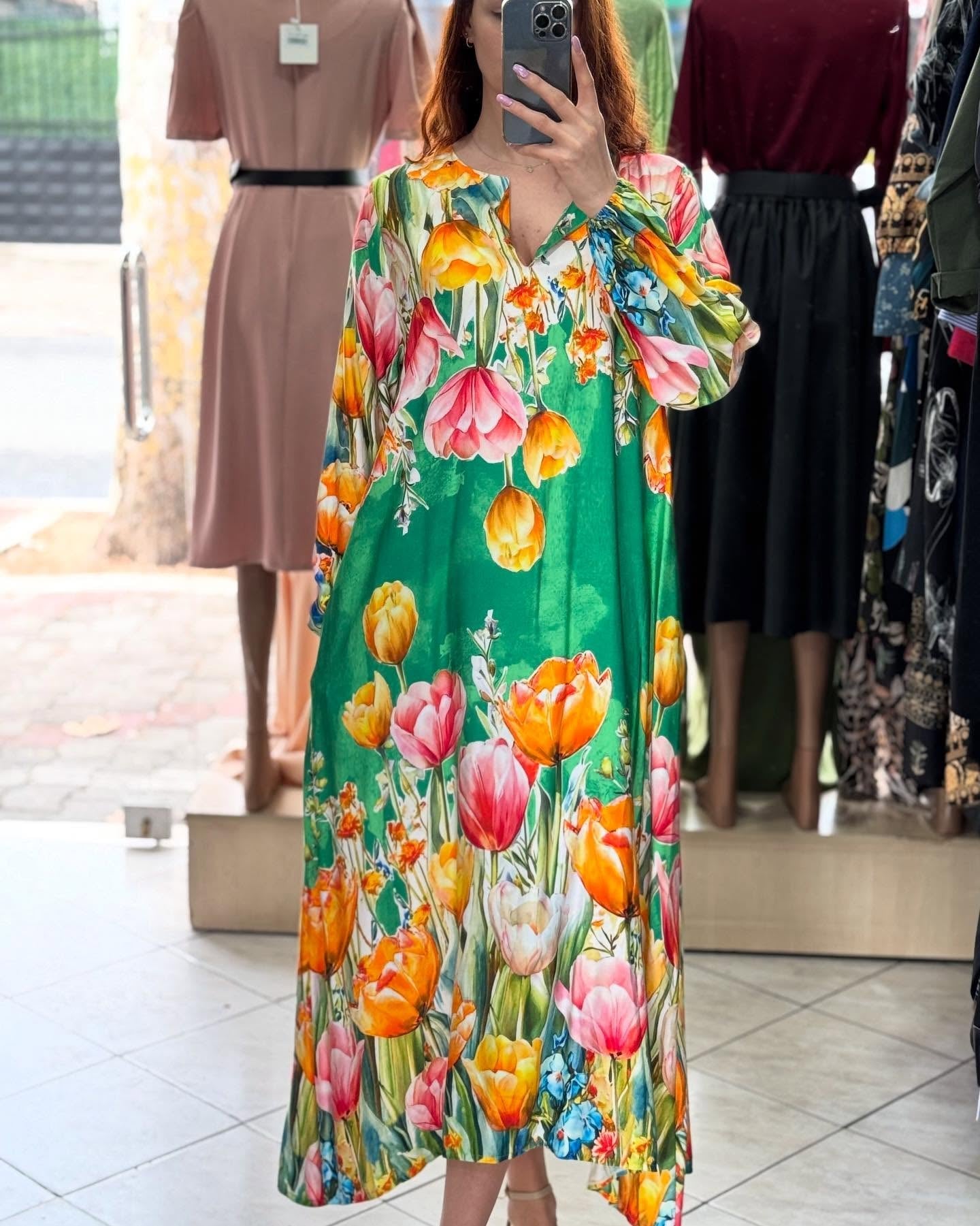 Women's V-neck Flower Dress