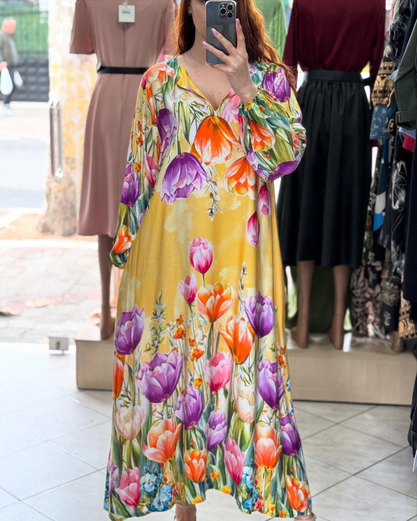 Women's V-neck Flower Dress