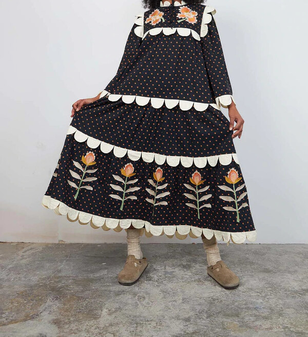 Women Fashion Black And White Flower Skirt