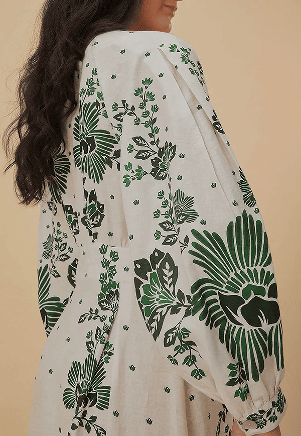 Vintage Green Print Dress