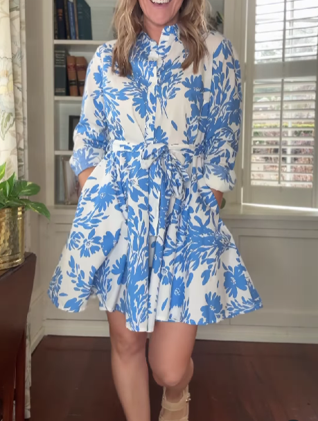 Women's Blue And White Bamboo Leaf Skirt