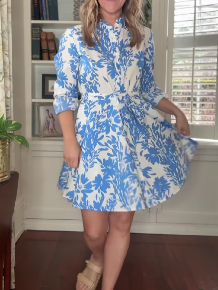 Women's Blue And White Bamboo Leaf Skirt