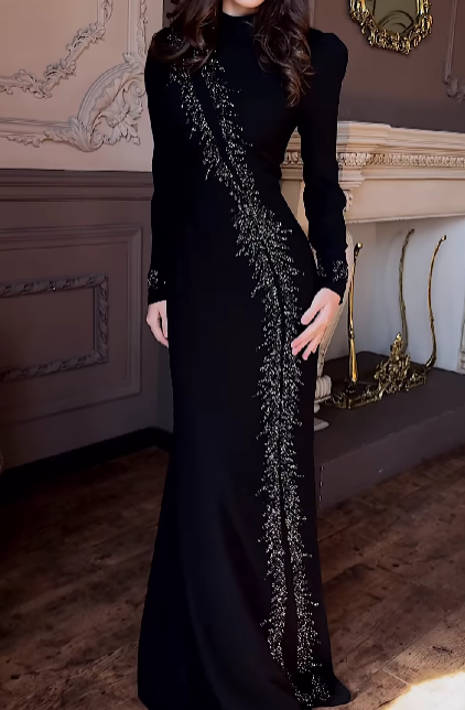 Women's Black Long Sleeve Dress