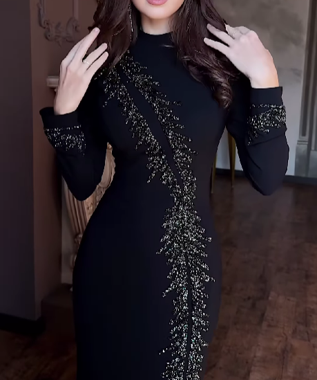 Women's Black Long Sleeve Dress