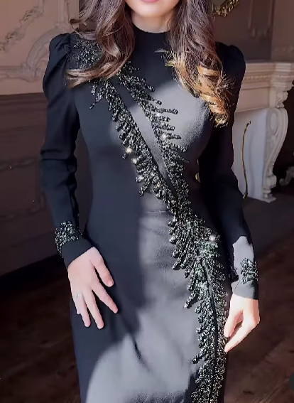 Women's Black Long Sleeve Dress