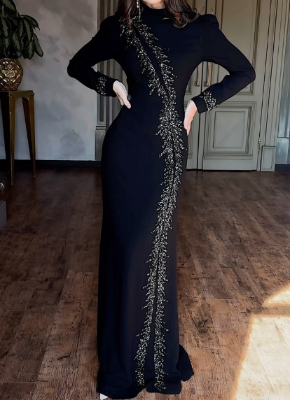 Women's Black Long Sleeve Dress