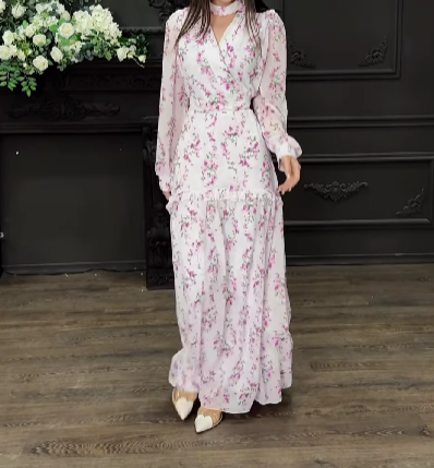 Pink White Floral Dress