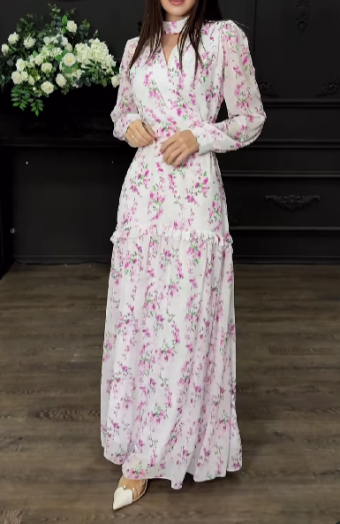 Pink White Floral Dress