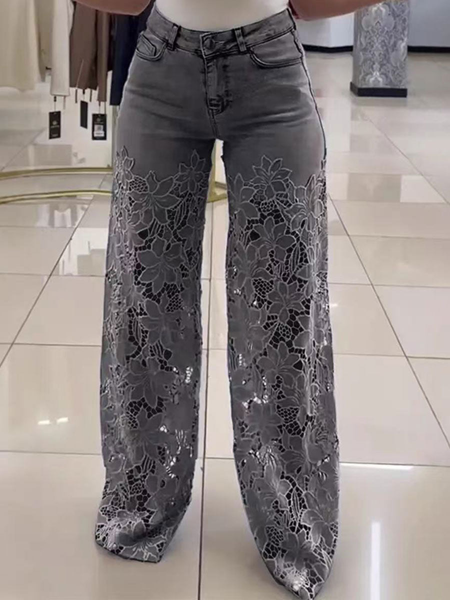 Elegant Flower Lace Pants