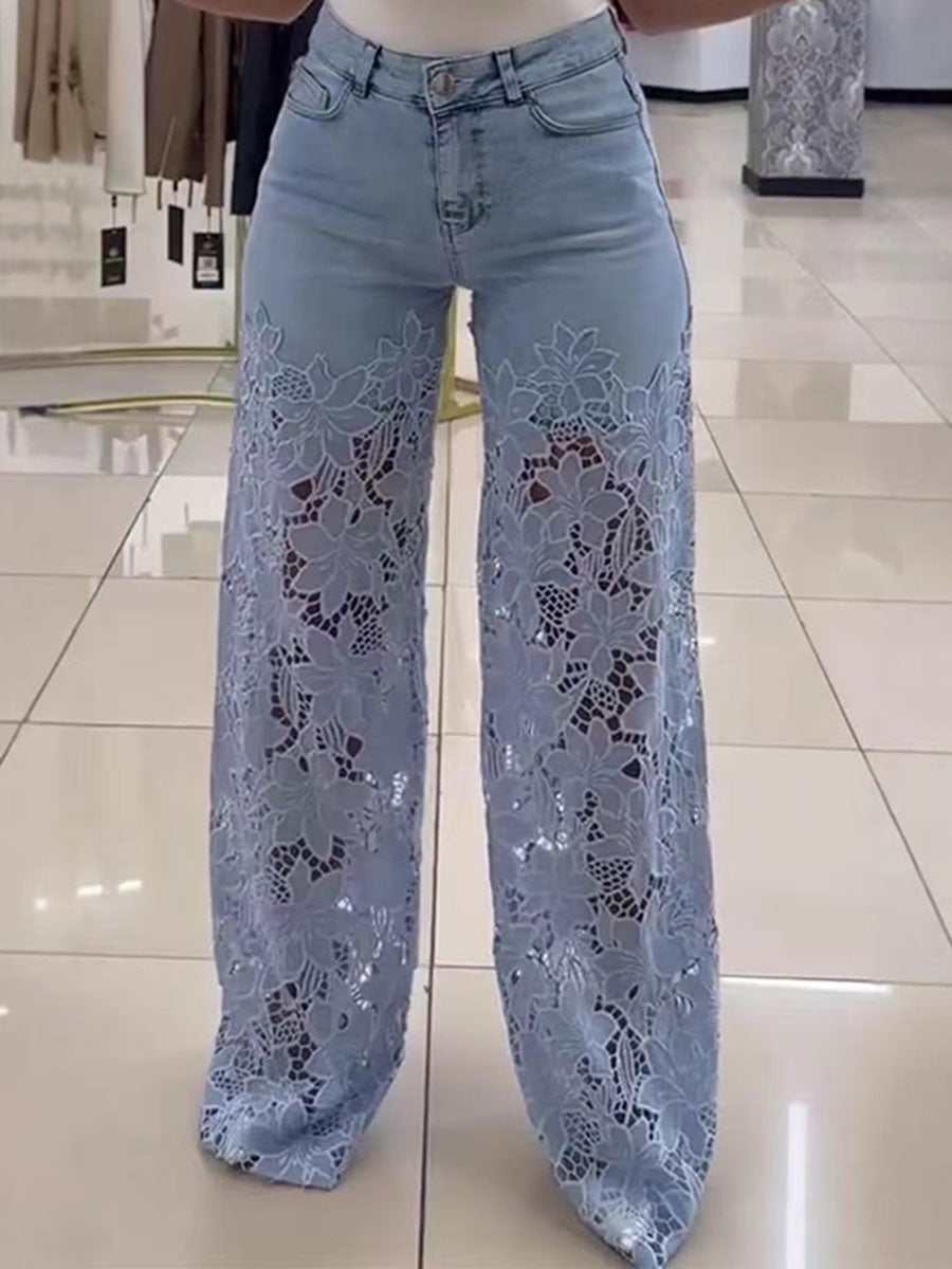Elegant Flower Lace Pants