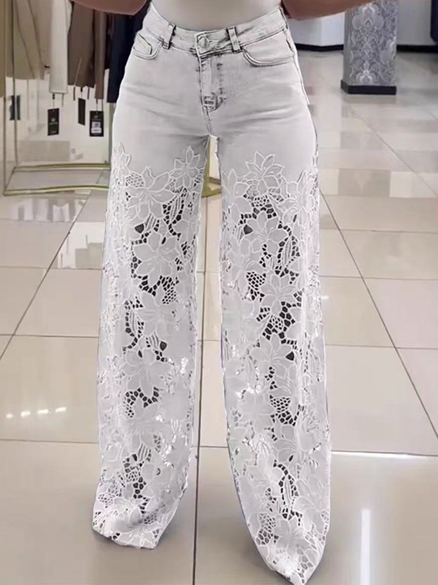 Elegant Flower Lace Pants