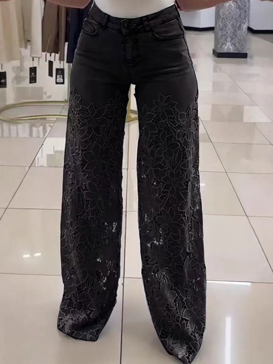 Elegant Flower Lace Pants